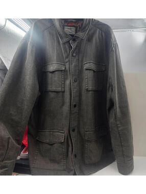Tommy Bahama XXL Linen Blend Utility Shacket Olive Green Snap Front Field Jacket